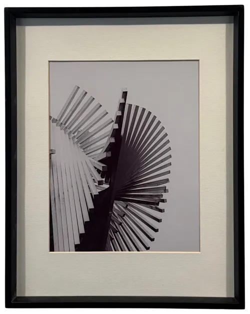 Black & White Abstract Architectural Sculpture Photograph In Black Frame