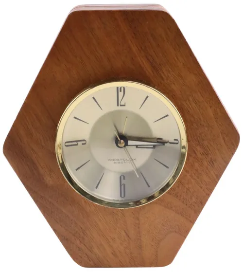 Vintage Wood Hexagonal Alarm Clock