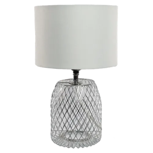 Hollow Wire Mesh Table Lamp With White Shade