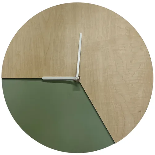 Natural Wood & Sage Green Wall Clock