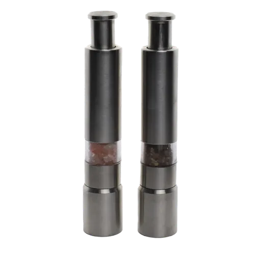 Matte Chrome Plunger Salt & Pepper Set 