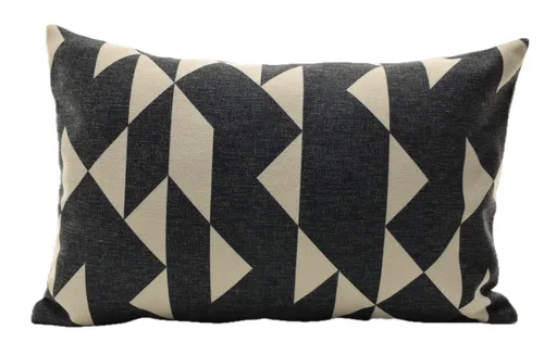 Black & Cream Geometric Throw Pillow