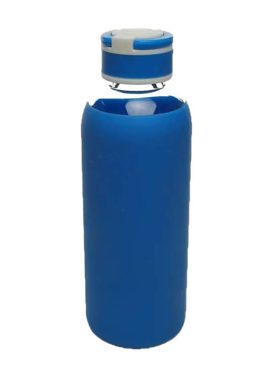 True Blue Silicone & Glass Water Bottle