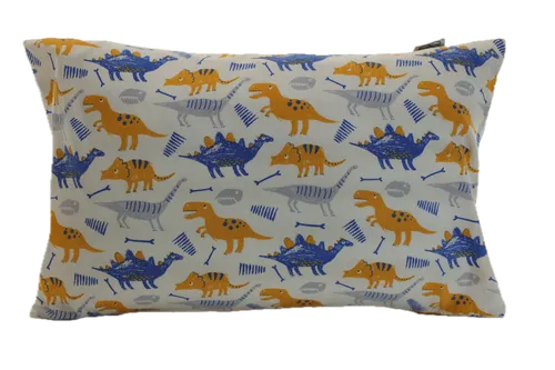 White With Blue & Orange & Grey Dinosaurs Throw Pillow