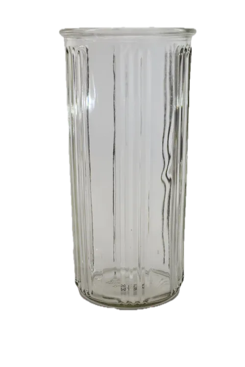 Vertical Quarter Ribbed Cylinder Clear Glass Vase