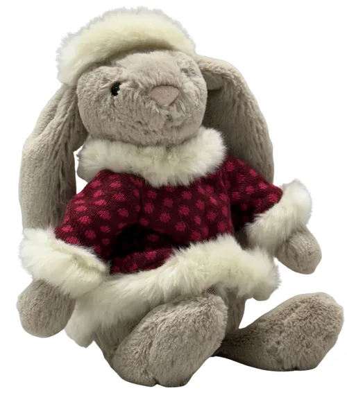 Beige Bunny Rabbit With Winter Sweater Stuffed Animal