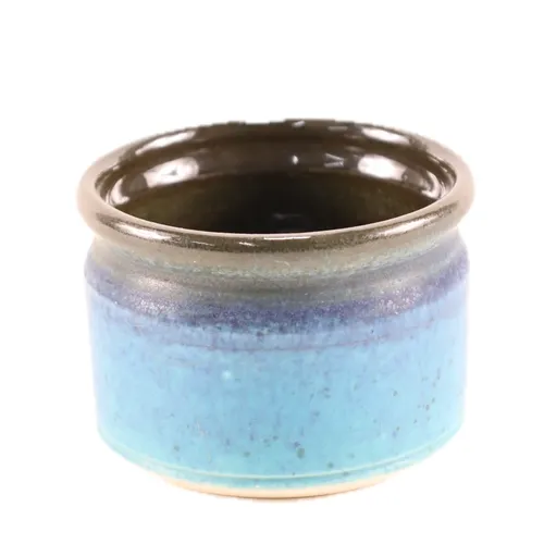 Black & Blue Glazed Ceramic Plant Pot