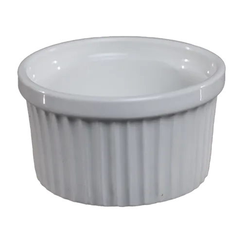 White Vertical Rib Ceramic Ramekin