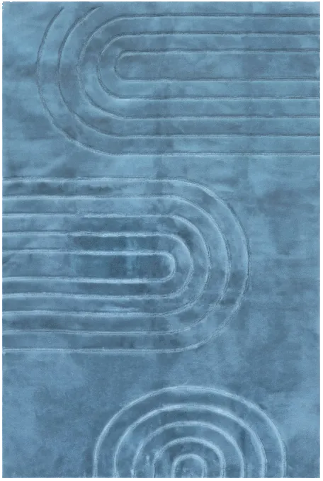 Blue Plush Washable Area Rug 7'6