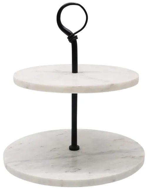 Two Tier Round Marble Dessert Stand