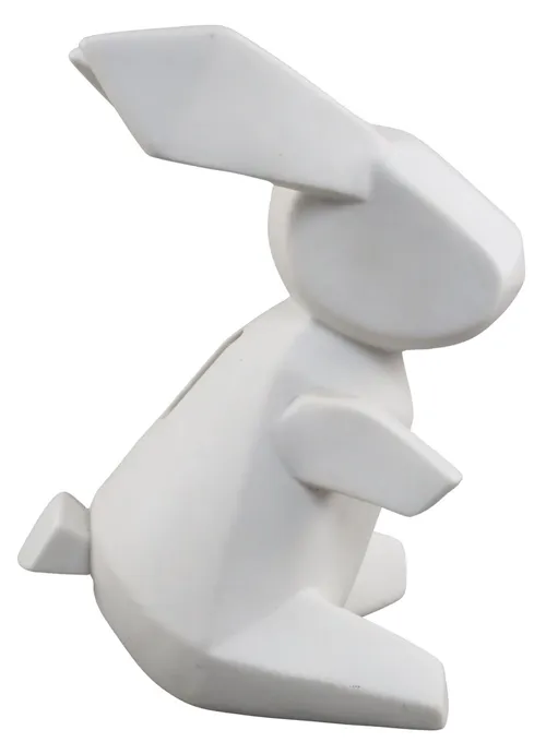 Matte White Ceramic Geometric Rabbit