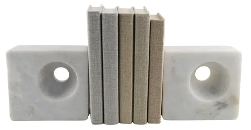 White Marble Bookend Set With Cutout