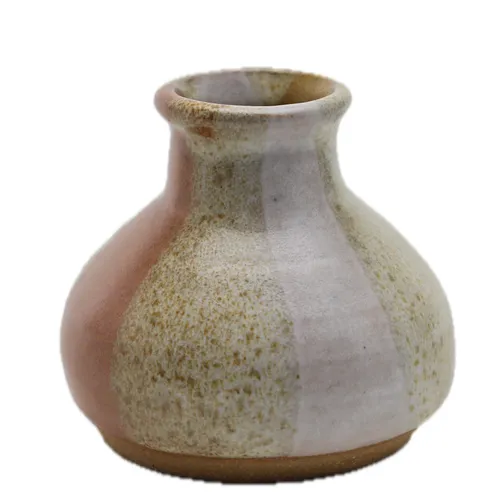Burnt Orange & White Stripe Ceramic Vase