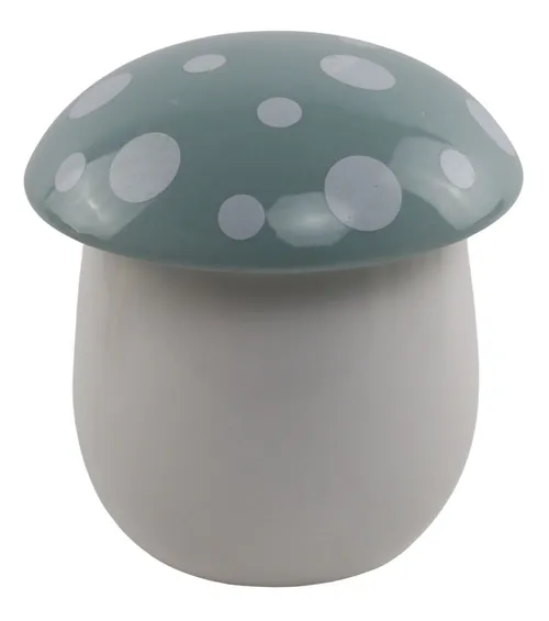 White & Light Green Ceramic Mushroom Box With Lid