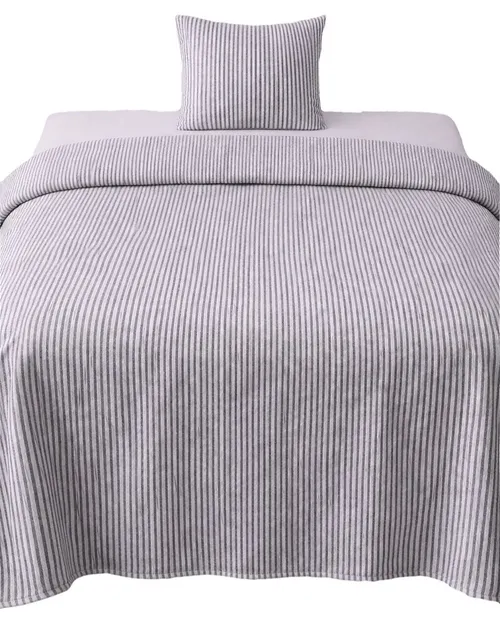 White & Grey Pinstripe Duvet Cover With One Pillow Case - Double