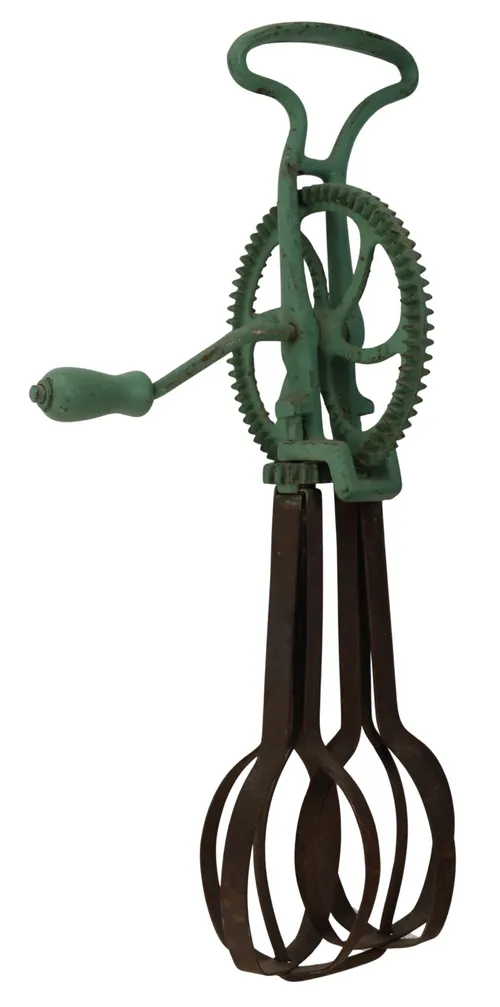 Vintage Crank Hand Mixer With Green Handle