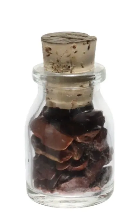 Clear Glass Jar With Assorted Crystal Chips  & Cork Lid