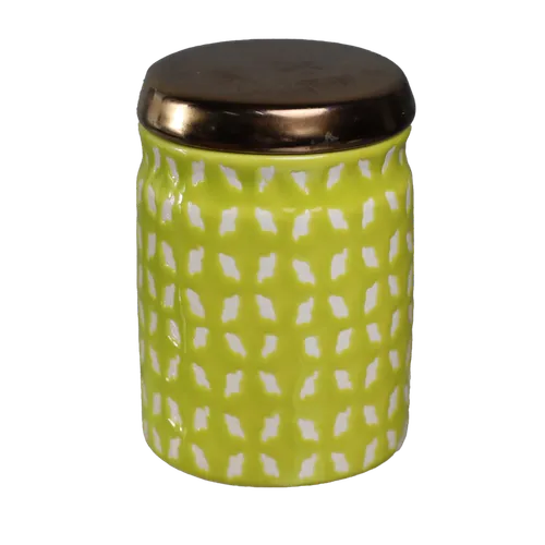 Chartreuse Green Storage Jar With Brass Lid