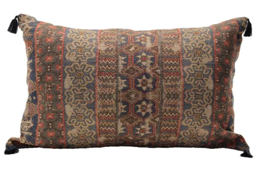 Muted Bohemian Tapestry Throw Pillow With Tassels