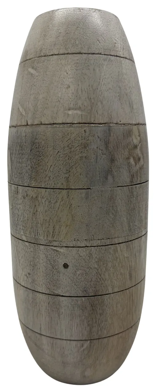 Whitewash Wood Banded Vase - Large