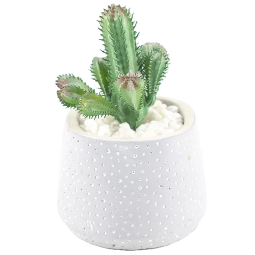 Artificial African Milk Tree Cacti In Grey Stone Ceramic Pot