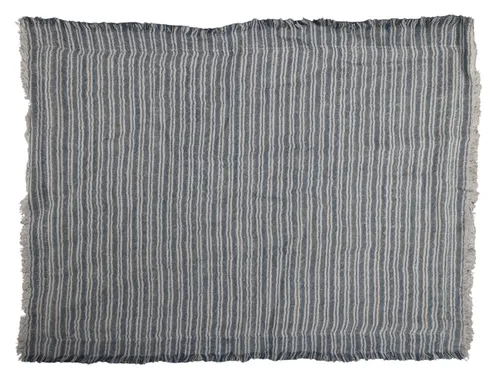 Blue & White Stripe Placemat With Fringe