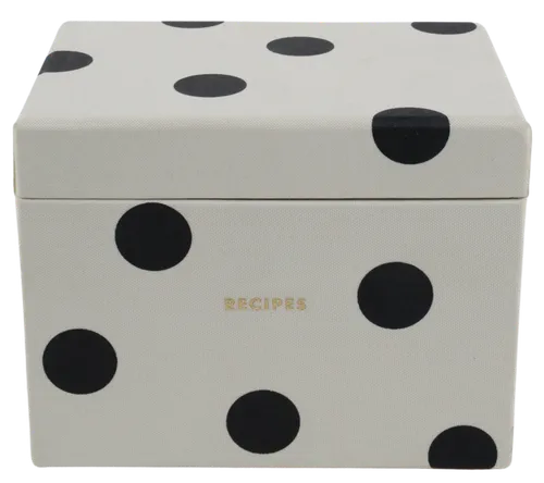 White With Black Polka Dot Recipe Box