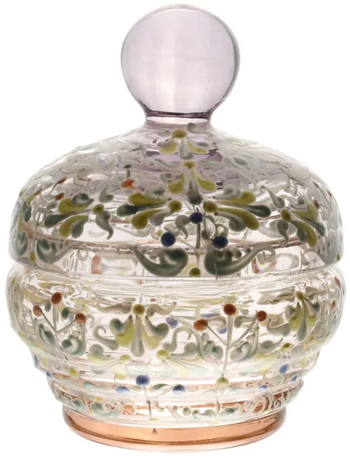 Clear Glass Painted Container With Lid