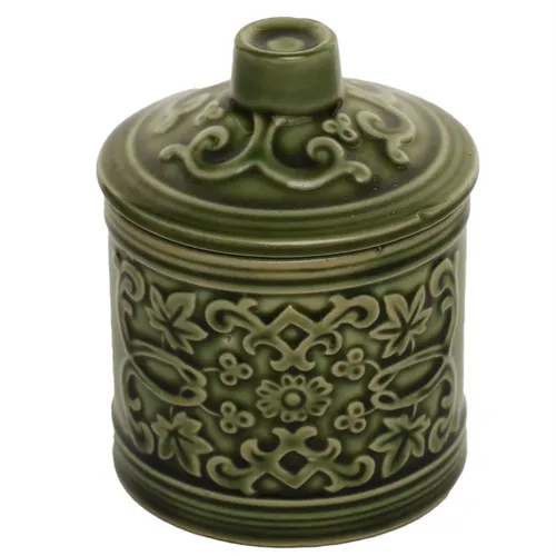 Raised Green Celtic Sugar Bowl With Lid