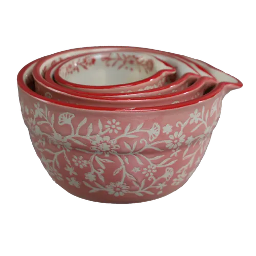 Rose Pink Garden Pattern 4 Piece Measuring Cup Set