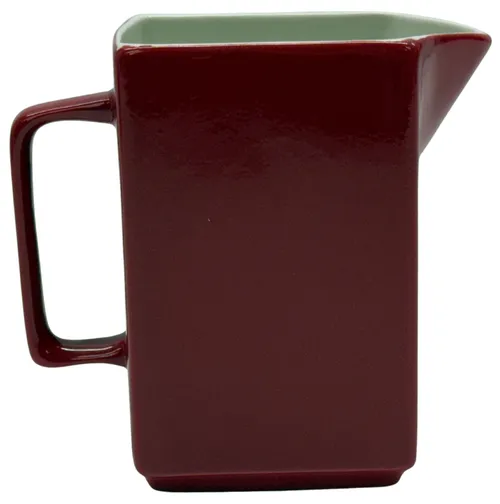 Vintage Red & White Interior Ceramic Pitcher