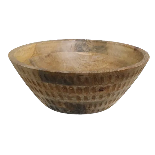 Chisel Pattern Wood Serving Bowl