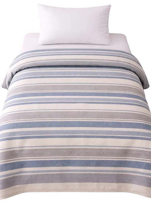 Muted Grey & Blue Stripe Duvet Cover - Single