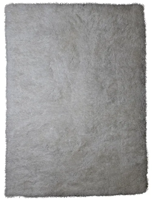 Pearl White Long Pile Shag Area Rug 5'2