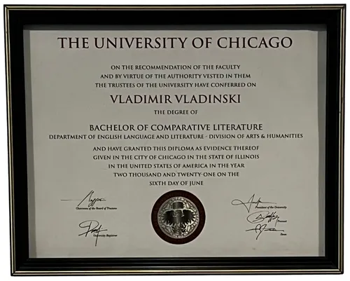 University Of Chicago In Silver Frame