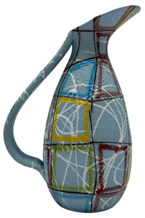 Vintage Textured Blue Abstract Geometric Pitcher