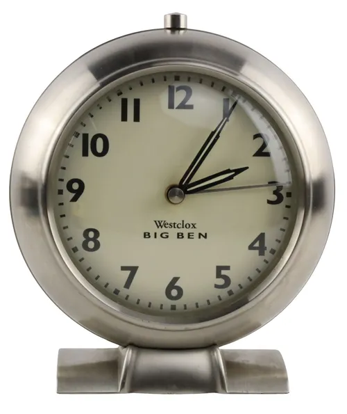Matte Silver Alarm Clock On Base