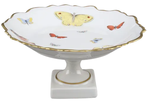Fine Porcelain Butterfly Dessert Stand With Gold Trim