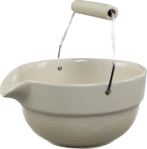 White Ceramic Mixing Bowl With Spout & Handle -Medium