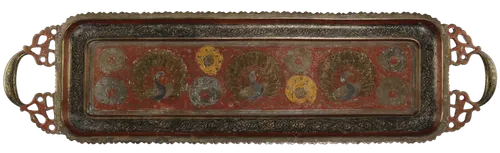 Metal Engraved Peacock Decorative Tray