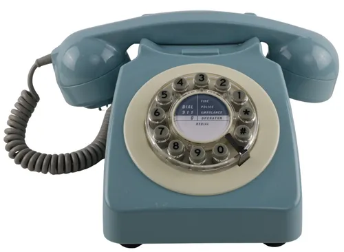 Light Blue Rotary Style Push Button Telephone