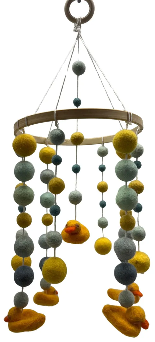 Pastel Felted Wool Duck Baby Mobile