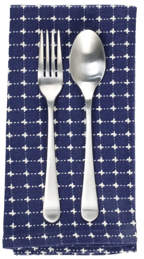 Navy Blue With White Embroidered Cross Napkin