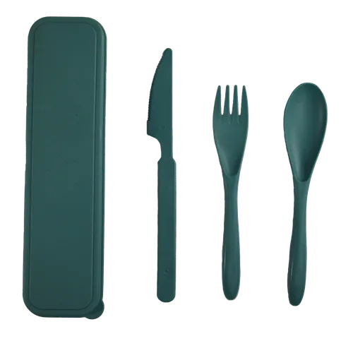 Teal Green  Fork / Knife / Spoon Plastic Travel Set