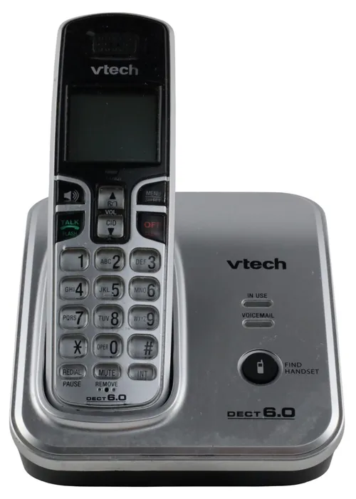 Silver & Black Cordless Phone With Dock