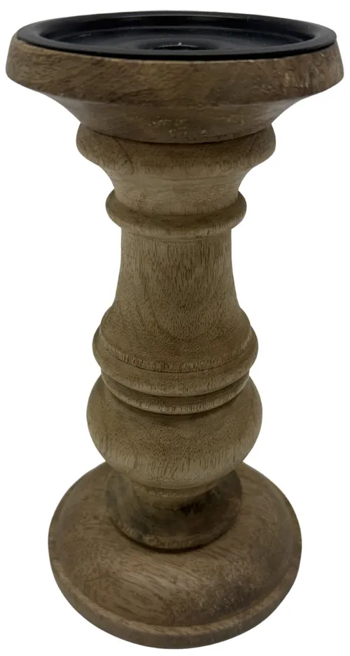 Natural Wood Pillar Candle Holder - Medium