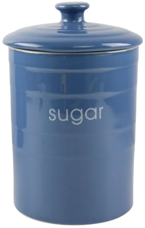 Blue Ceramic Sugar Canister With Lid