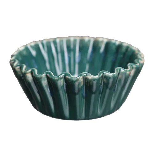 Persian Green Scalloped Ceramic Small Bowl