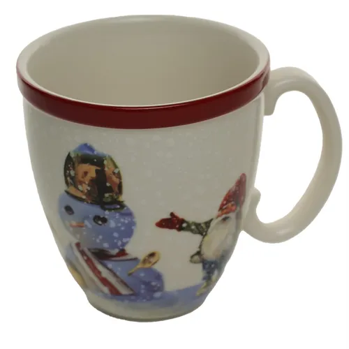 Gnome With Completed Snowman Christmas Mug