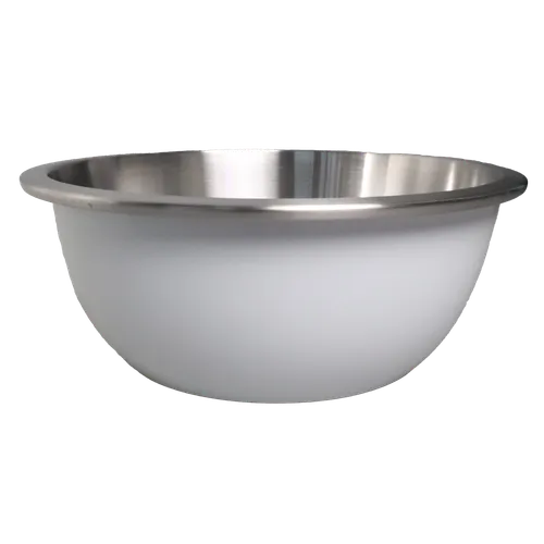 Stainless Steel Mixing Bowl With White Shell & Black Rubber Base - Large